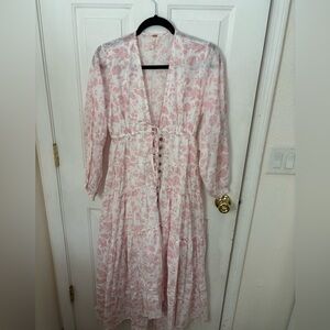Free People Pink Floral Long Sleeve Dress